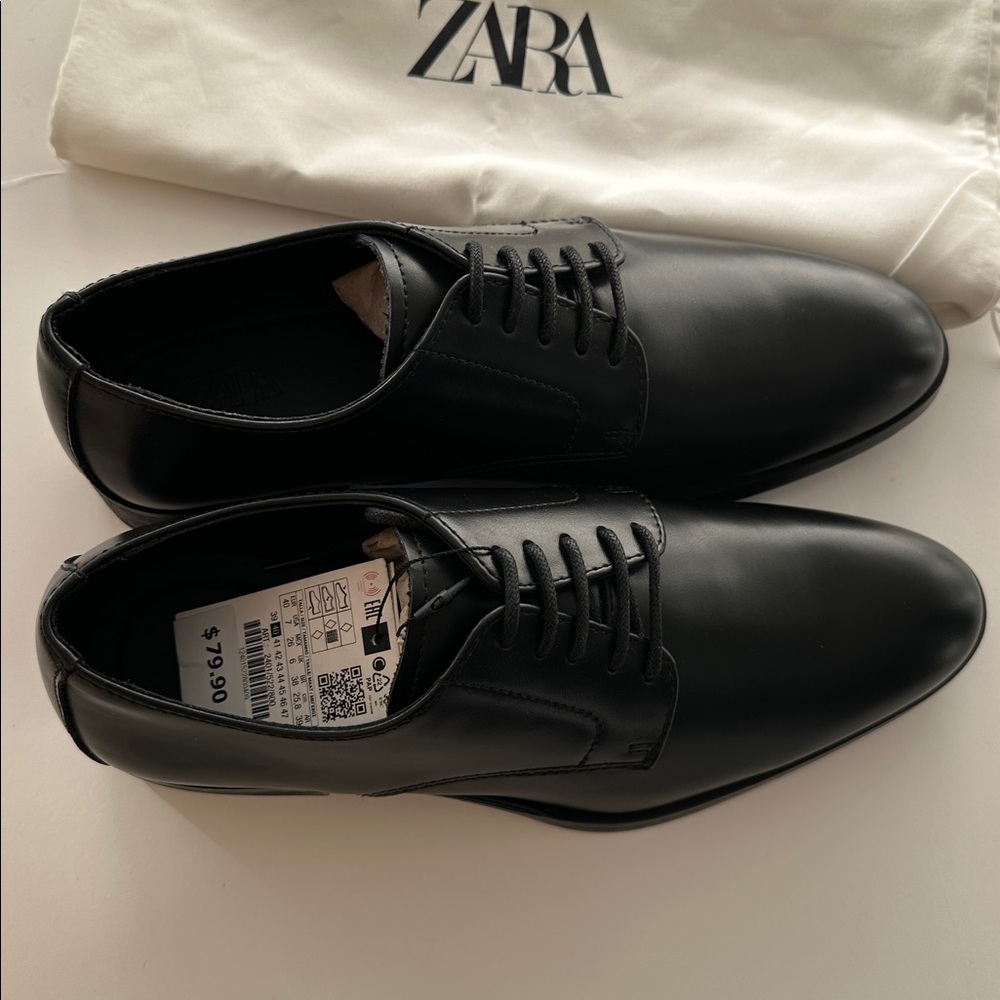 Zara Classic Black Men's Dress Elegant Shoes - Picture 8 of 17
